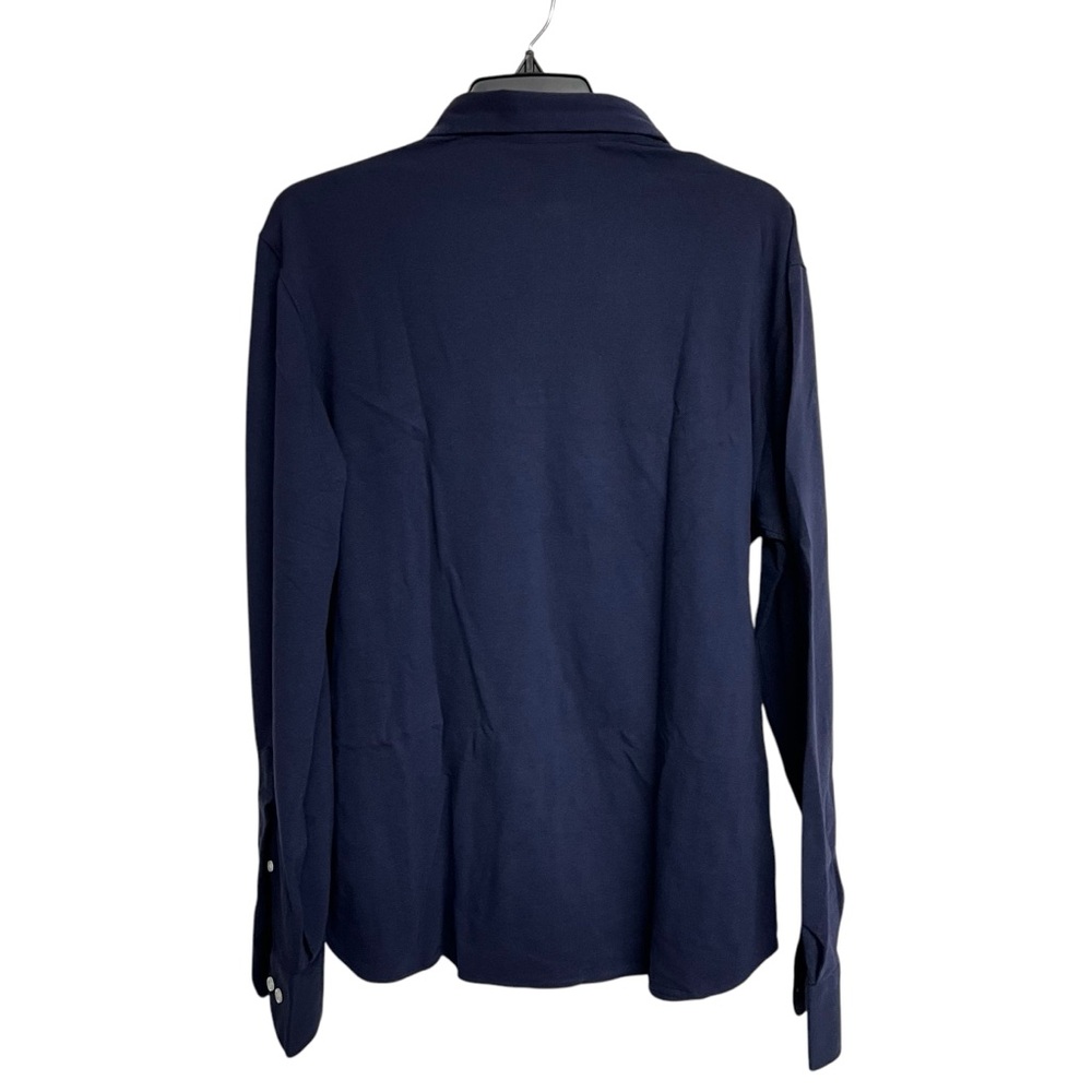 New Mens Brisk Midnight Blue Feather Soft Pique Full Sleeve Polo Shirt - Picture 2 of 3
